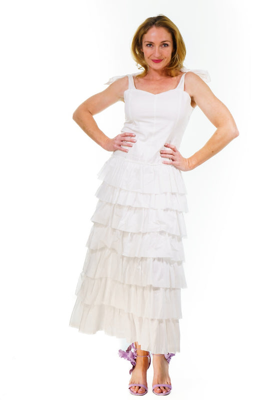 DIAMOND IN THE RUFFLE MAXI DRESS WHITE